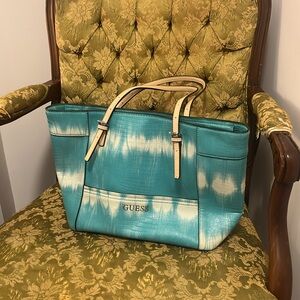 GUESS Blue and Cream Women's Tote Bag
